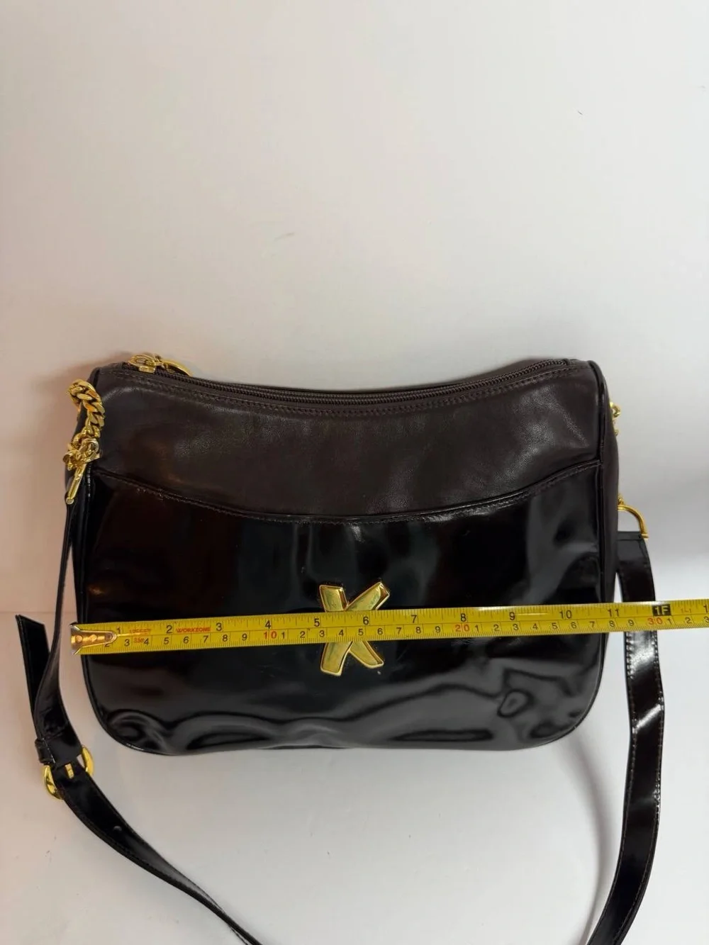 Paloma Picasso X Logo Dark Brown Leather Shoulder Bag